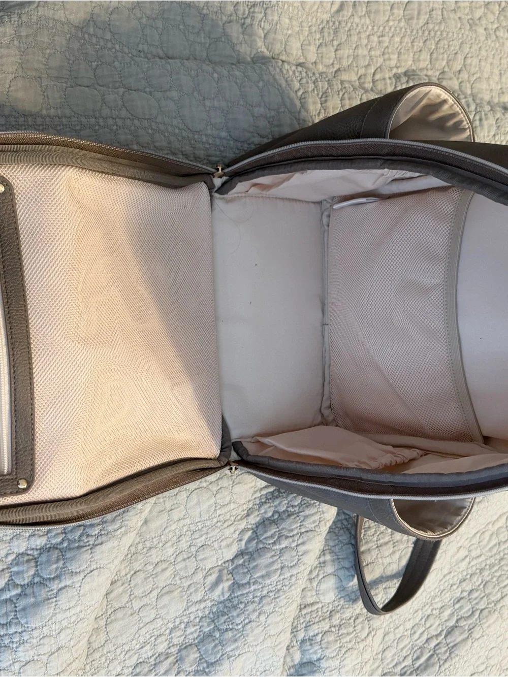 Itsy Ritsy Two-Tone Cream and Brown Mini Diaper Bag